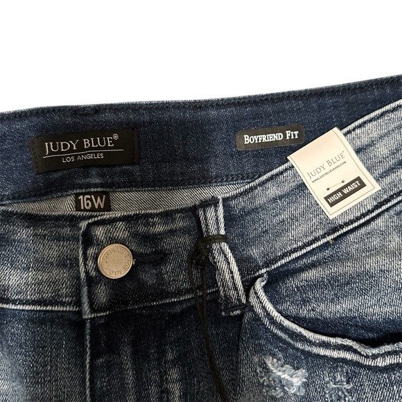 Judy Blue Mary Lou Vintage Hi-Rise Stretch Destroyed Boyfriend Jeans Size 16W - Picture 5 of 7